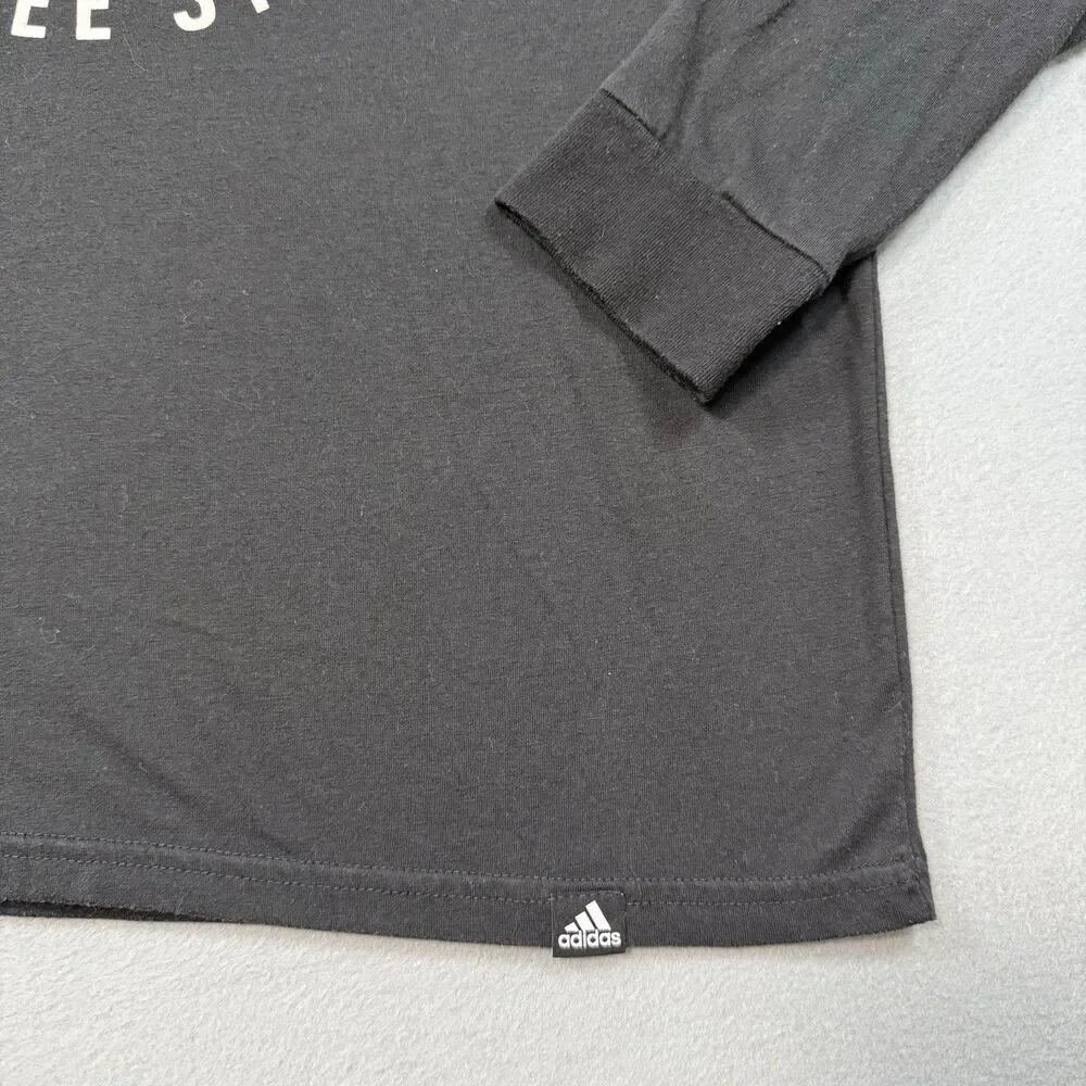 Adidas Black Long Sleeve Performance Tee Shirt Medium Climalite Three Stripes
